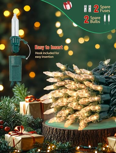 Hopolon Clear Christmas Lights, 13 FT 50 Count String Lights Green Wire - color: Clear,Green Wire, size: 1PACK, 50 count