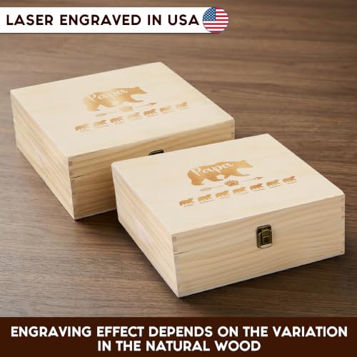 Personalized Gift for Dad or Grandpa, Engraved Wooden Family Memory Box - style: 17. Papa Bear Designs