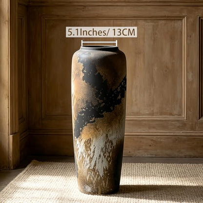 Rustic Ceramic Floor Vase, 19.7 Inch, Clay Farmhouse Large Decor - size: 19.7 Inch
