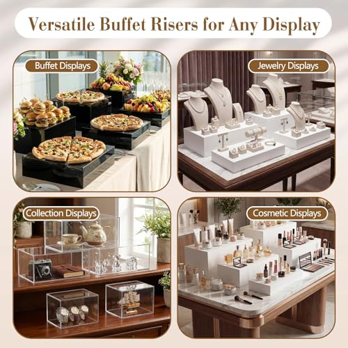 Leinuosen 7 Pcs Large Acrylic Buffet Risers, 6-12" Square, Clear - color: Clear, size: 6" to 12", style: Square