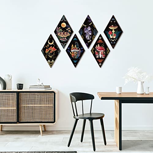 Sintuff Mushroom Wall Art Gothic Boho Sun Moon Phases Decor,Mushroom - style: Mushroom