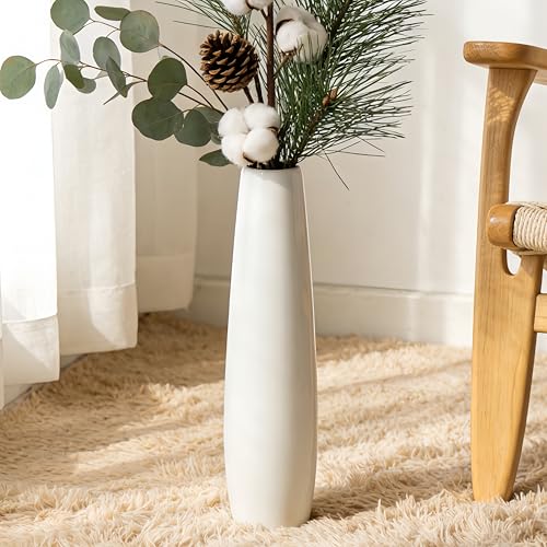 White Tall Ceramic Floor Vase, 17.7 Inch, Minimalist Design - color: Shape 1, size: 17.7 Inch