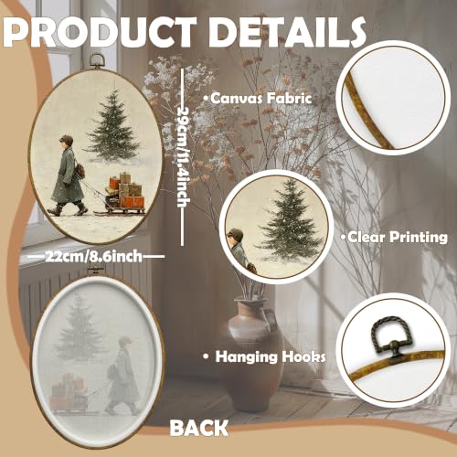 CUANFDDSF Winter Boy Gift Christmas Tree Oval Wall Art Decor 8.6x11.4 Inch - color: Colour 20