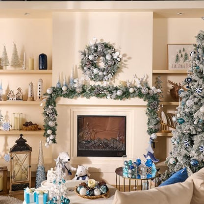 Valery Madelyn 9 Feet Pre-Lit Christmas Garland with Lights Snowy White - color: Snowy White, size: 9 feet