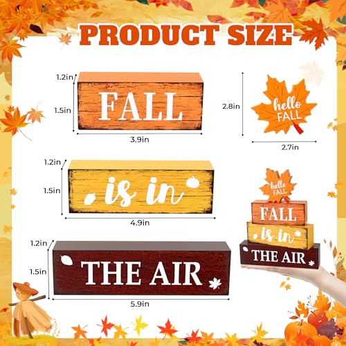 4 Pcs Fall Wooden Decor, Fall Table Decorations Gifts for Home