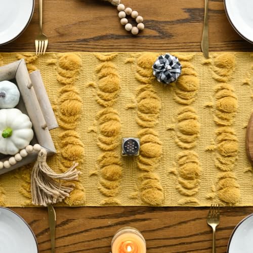 Artoid Mode Ginger Soft Faux Fur Pumpkins Fall Table Runner 13x72 Inch - color: Ginger, size: 13" x 72", Table Runner