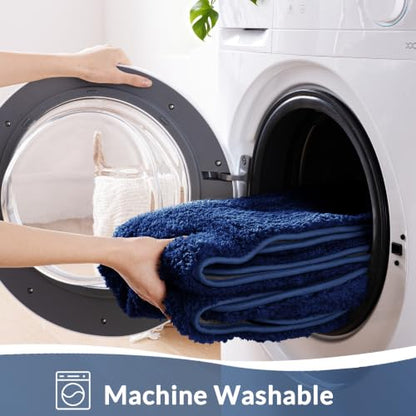 Exclusivo Mezcla Soft Absorbent Bathroom Rugs, Non-Slip Bath Mat, 24x47 - color: Navy Blue, size: 24"x47"(Rectangular)