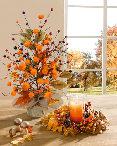 2 Pcs Artificial Fall Table Centerpieces, Faux Fall Tree Table Decor