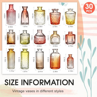 Yaomiao 30 Pcs Glass Bud Vases Centerpieces, Orange Yellow Gradient Series - color: Orange Yellow Gradient Series