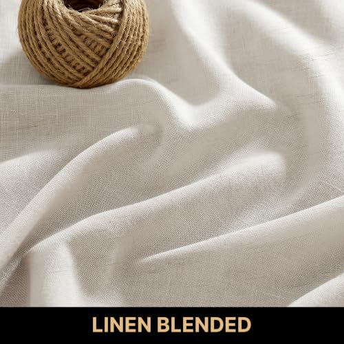 PrinceDeco Linen Semi Sheer Curtains for Living Room, 52x96 inch, Natural - color: Natural, size: 52"W x 96"L (Pack of 2)