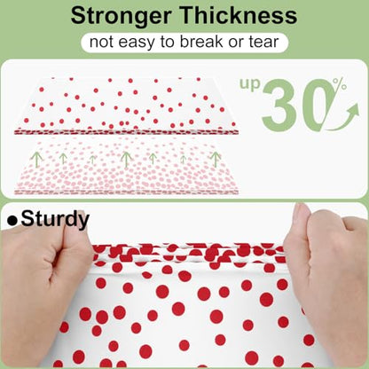 Smiry Disposable Rectangle Plastic 54 x 108 Inch Table Cloth 3 Pack - color: White and Red