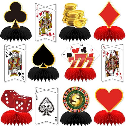 12Pcs Casino Theme Party Decorations, Casino Centerpieces for Table - style: Casino