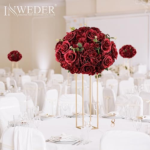 Burgundy Flowers Balls for Centerpieces: 15.7in Diam, Set of 2 - color: Burgundy, size: 15.7" Diam - 2 PCS