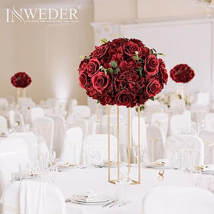 Burgundy Flowers Balls for Centerpieces: 15.7in Diam, Set of 2 - color: Burgundy, size: 15.7" Diam - 2 PCS