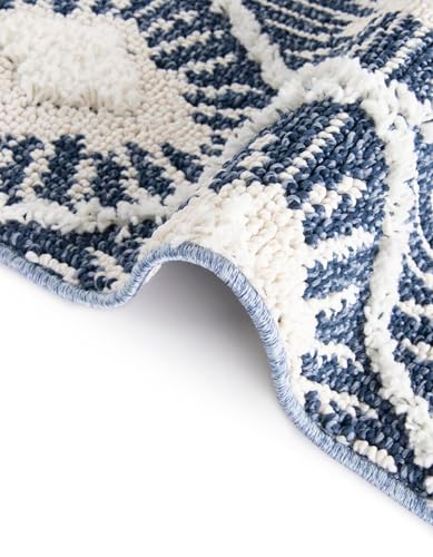 Rugs.com Boho Collection Rug – 4 Ft Runner Blue Medium-Pile Rug Perfect for Hallways, Entryways - color: Blue, size: 2' x 4' Runner