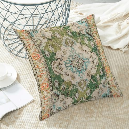 Green Carpet Rug Design Boho Pillow Covers 16x16 Set of 2 - color: Boho-14, size: 16" x 16" (Pack of 2)