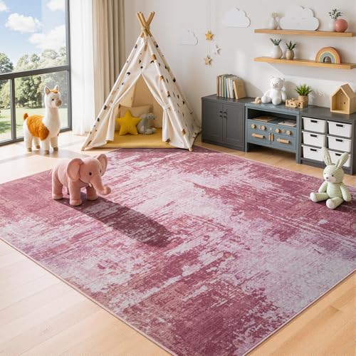Merelax 3x5 Pink Area Rug Washable Non-Slip Low Pile Entryway Carpet - color: Pink, size: 3' x 5'(36''x60'')