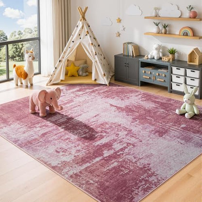 Merelax 3x5 Pink Area Rug Washable Non-Slip Low Pile Entryway Carpet - color: Pink, size: 3' x 5'(36''x60'')