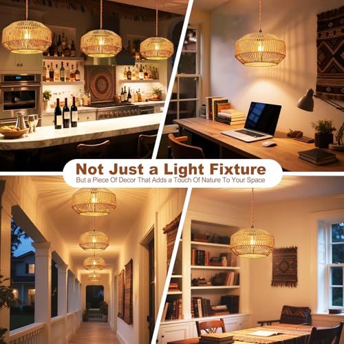 Maliralt Hanging Lamps Rattan Pendant Light Hanging Lights 16.4ft Plug in Cord Pendant Light Fixture Plug Into Wall Outlet Pendant Lighting with On Off Switch for Bedroom Living (Pumpkin Shade) - size: 11.8 Inch - Pumpkin Shade