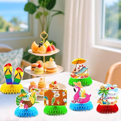 Summer Party Table Decoration, 10Pcs Hawaii Honeycomb Centerpieces - style: Summer Style