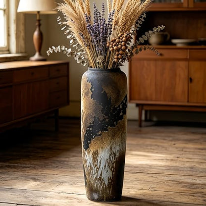 Black Rustic Ceramic Floor Vase, 24 Inch, Large Decor - size: 23.6 Inch