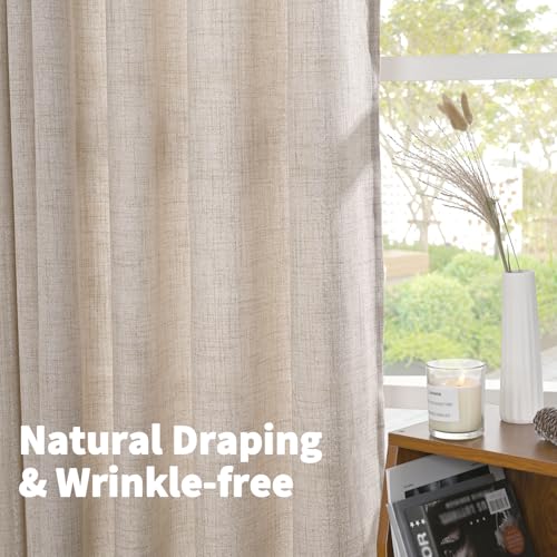 YoungsTex Natural Linen Curtains 78 Inch Length for Living Room 2 Panels - color: Natural, size: 52"W x 78"L (Pack of 2)