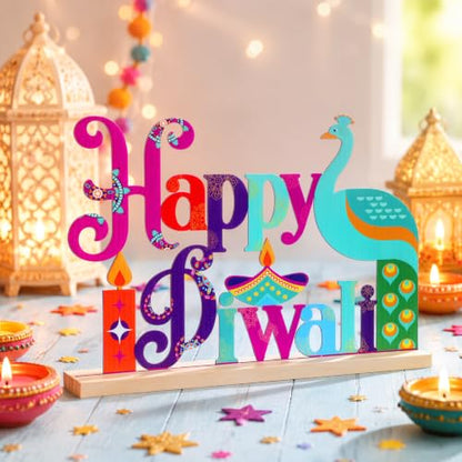 Roowest Metal Happy Diwali Tabletop Sign Deepawali Table Decor, 11.8 Inch - style: Diwali