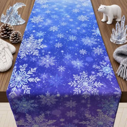 Christmas Decorations - Blue and White Winter Snowflake Table Runner - color: Christmas Snowflake