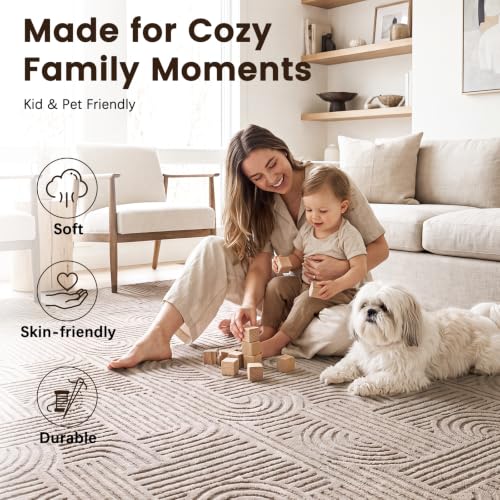 Etwel 2x6 Taupe Modern Geometric Textured High-Low Pile Washable Runner Rug - color: Neutral Taupe, size: 2' x 6'