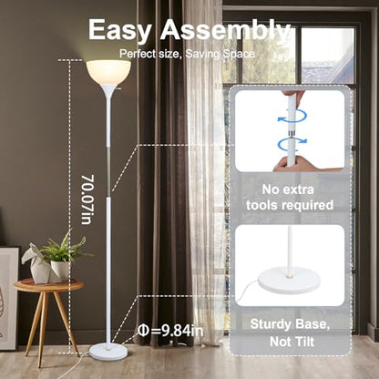 LALISU Floor Lamp, LED Standing Lamp 3 Way Dimmable Brightness Floor Lamp - color: White