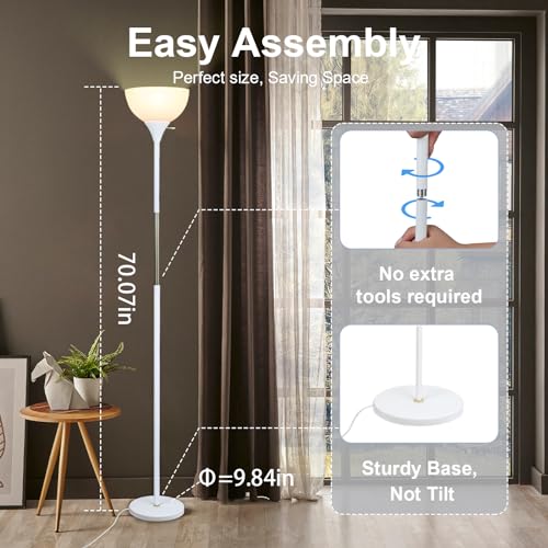 LALISU Floor Lamp, LED Standing Lamp 3 Way Dimmable Brightness Floor Lamp - color: White