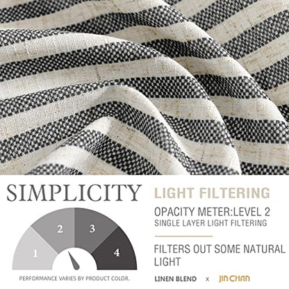 jinchan Linen Boxter Stripe Valances for Window 16 inch,Black,1 Panel - color: Boxter Stripe | Black on Linen, size: 50"W x 16"L (Pack of 1)