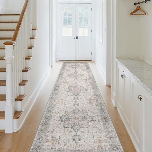 GENIMO 2'6"x10' Washable Runner Rug Non Slip for Hallway, Light Taupe Brown - color: Light Taupe Brown, size: 2'6" x 10' (Runner)