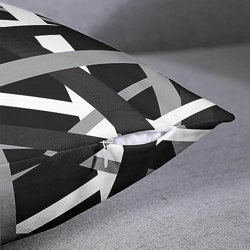Emvency Throw Pillow Covers Set of 2, 18 x 18 Inch, Striped Retro Gray - color: Black White, size: 18" x 18" (Pack of 2)