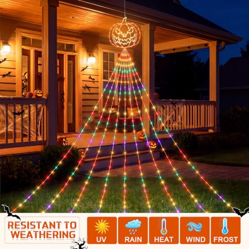 Gerrii 14FT Halloween Pumpkin Waterfall String Lights, USB Outdoor Lights - style: Halloween Pumpkin