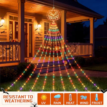 Gerrii 14FT Halloween Pumpkin Waterfall String Lights, USB Outdoor Lights - style: Halloween Pumpkin