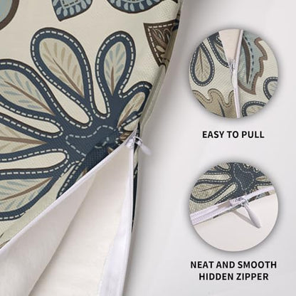 Tropical Pillow Covers 24X24 Set of 2, Blue Brown Tan Monstera Palm Leaf Summer Print Abstract Decorative Throw Pillowcases Outdoor Boho Farmhouse Seasonal Cushion Cases Couch Sofa Bed Decor - size: 24" x 24" (Pack of 2)