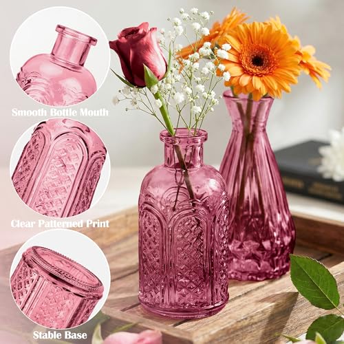 Glass Bud Vases in Bulk Small Mini Dark Purple Vase for Flowers 17pc - color: Dark Purple