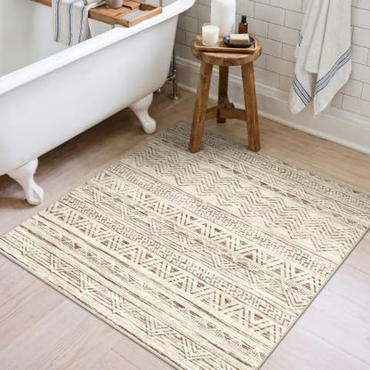 Ksrau 3x3 Square Area Rug Washable: Non Slip Living Room Floor Mat Beige - color: Beige, size: 3' x 3'(square)
