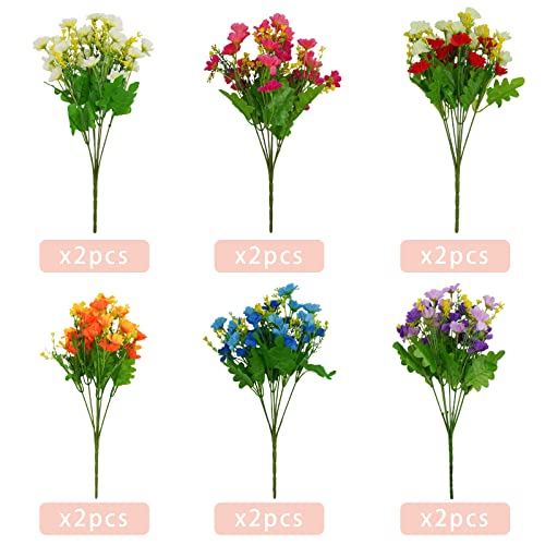 Uieke Artificial Fake Flowers, 12 Bundles Daisy Mums Flowers for Outdoor - color: Assorted, size: 12