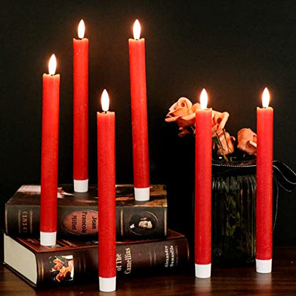 GenSwin Flameless Taper Candles LED Battery Operated Remote Timer Red - color: 6-Red
