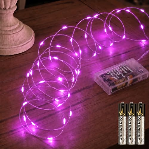 16FT 50LED Fairy Lights Battery Operated (Included), 8 Modes & Time - color: Purple, size: 1 Pack - Batteries Included