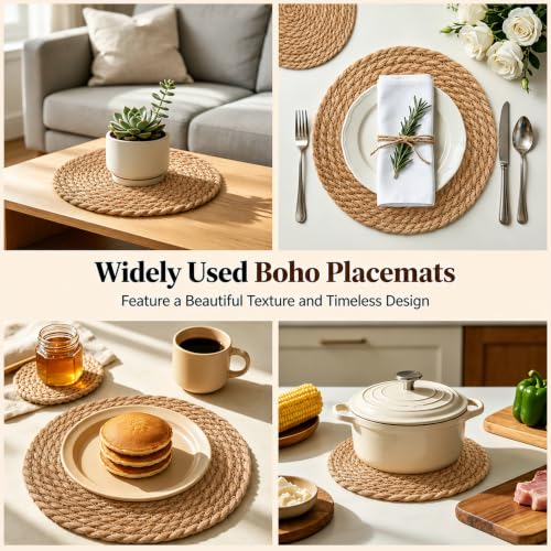 13.8" Round Woven Placemats Set of 8, Heat Resistant Plate Chargers - size: 13.8 Inch Set of 8