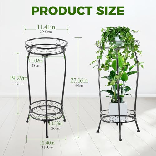 LOYAL TIGER Plant Stand Indoor Outdoor, 2 Tier 27 Inch Tall Metal
