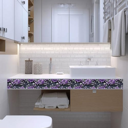 IVN Wallpaper Border Peel and Stick Wall Violet Rose Butterfly 4x196 Inch - color: Violet Rose Butterfly