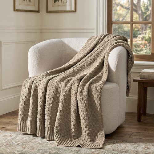 EVERGRACEHOME Chunky Chenille Knit Throw Blanket, Hearth Taupe, 50" x 60" - color: Hearth Taupe, size: 50" x 60"
