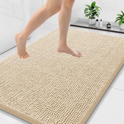 Arotive Bathroom Rugs 47x32, Soft Absorbent Shaggy Chenille Bath Rugs - color: Beige, size: 47" X 32"