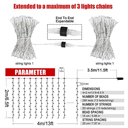 HEYFUNi Curtain Lights Plug in, 13FT x 6.5FT Window Icicle Lights, White - color: White, size: 13ft*6.5ft
