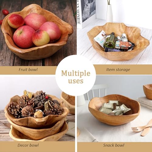 Wooden Bowl Decorative Wood Fruit Bowl (6"-8" Diameter) - size: 6"-8" Diameter