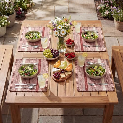 Artoid Mode Red Woven Braided Stripe Placemats Set of 6-12x18 Inch - color: Red, size: 12" x 18", 6 Pcs